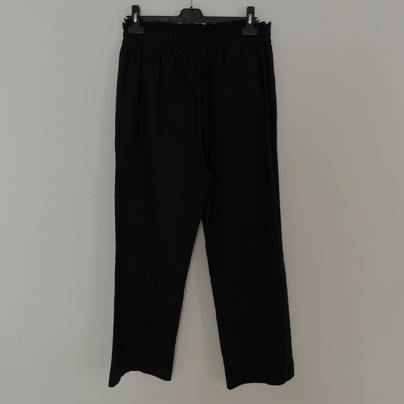 NWT Women’s Saks Fifth Avenue Black Linen/Cotton High Rise Wide Leg Belt Pants - Picture 5 of 10